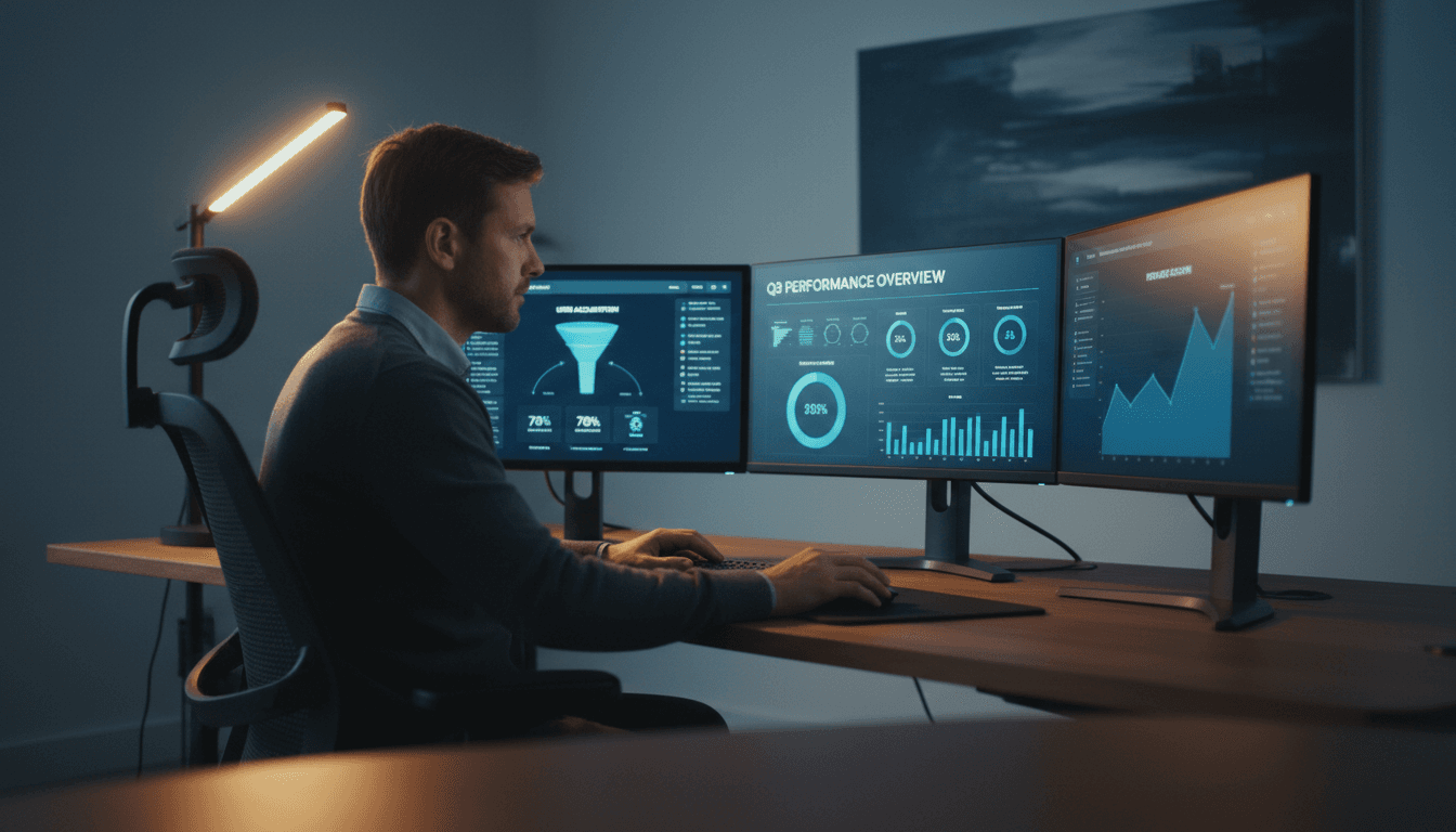 SaaS marketing leader reviewing campaign analytics and performance metrics